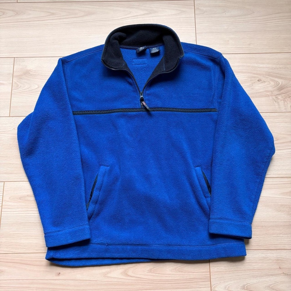 Hunt Club Mens Blue Quarter Zip Fleece Pullover Sweater‎ Size Medium Vintage